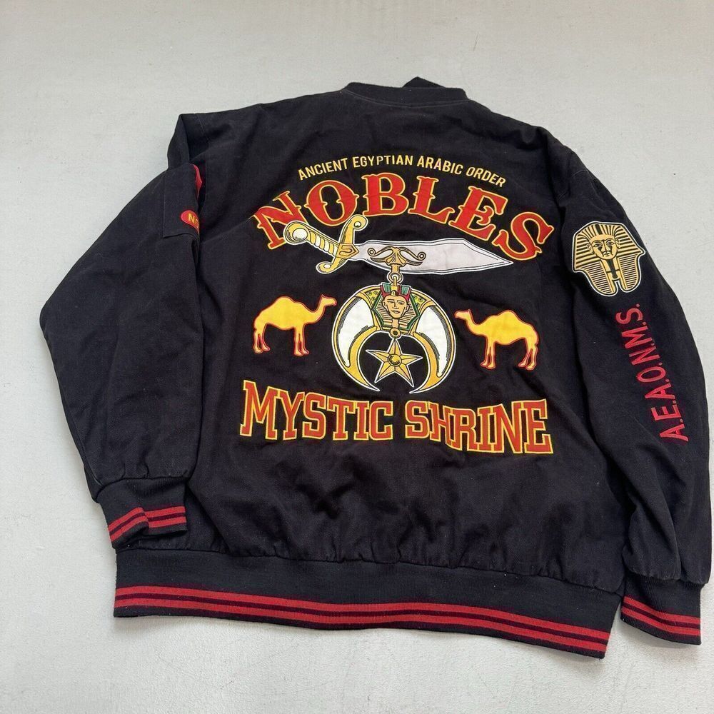 Ancient Egyptian Arabic Order Mystic Shine Fraternity Embroidered Jacket Sz 3XL